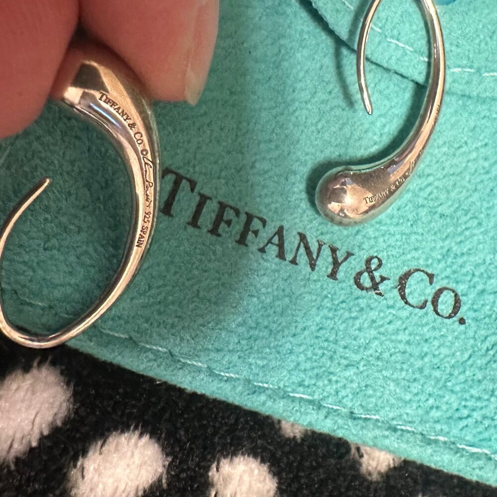 Tiffany & Co. Sterling Silver Elsa Peretti Teardrop Earrings - Picture 3 of 5